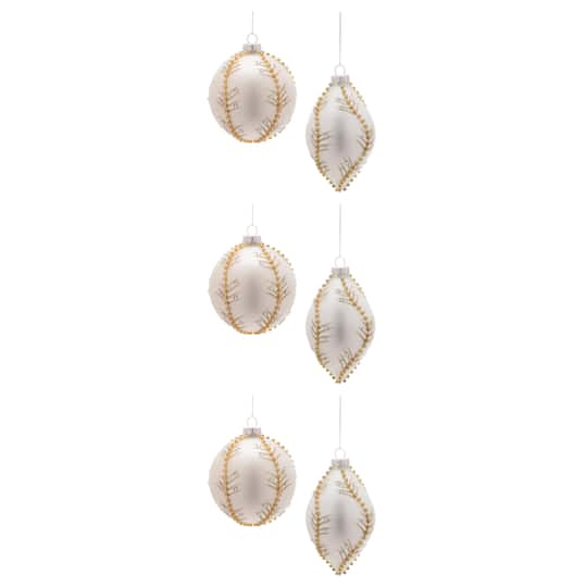 Melrose White & Gold Glass Ornaments Set
